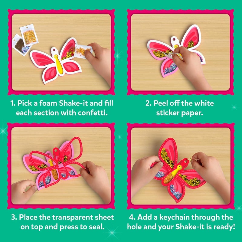 Skillmatics Art & Craft Activity - Shake-its, DIY Glitter Craft Kit with Keychains, Fun & Creative Travel Toys, Party Favors & Birthday Gifts for Girls & Boys Ages 4, 5, 6, 7, 8, 9 - Image 4